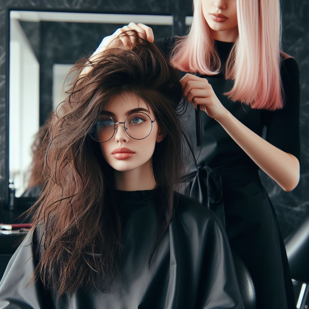 computer generated image of a client getting an in person consultation in a hair salon