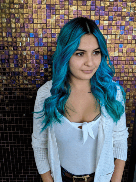 Blue hair latina long hair salon ukiah