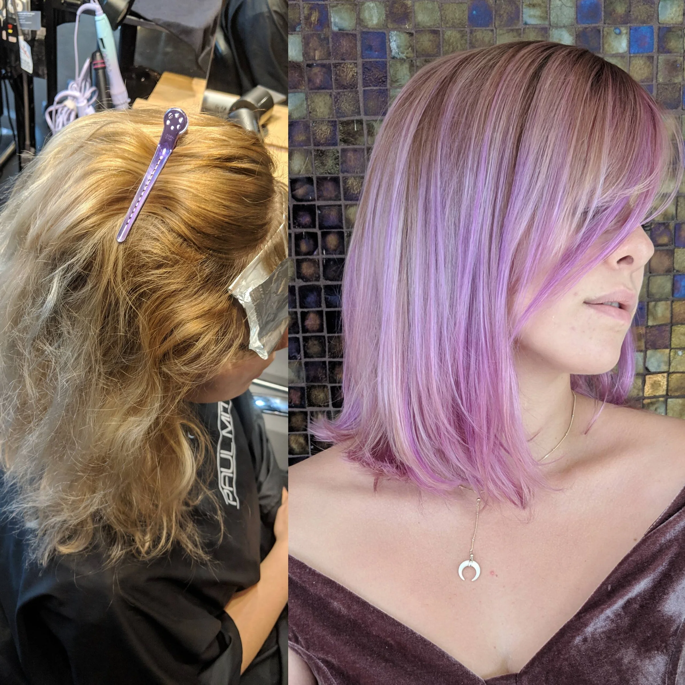 Pastel hair color rainbow ukiah salon