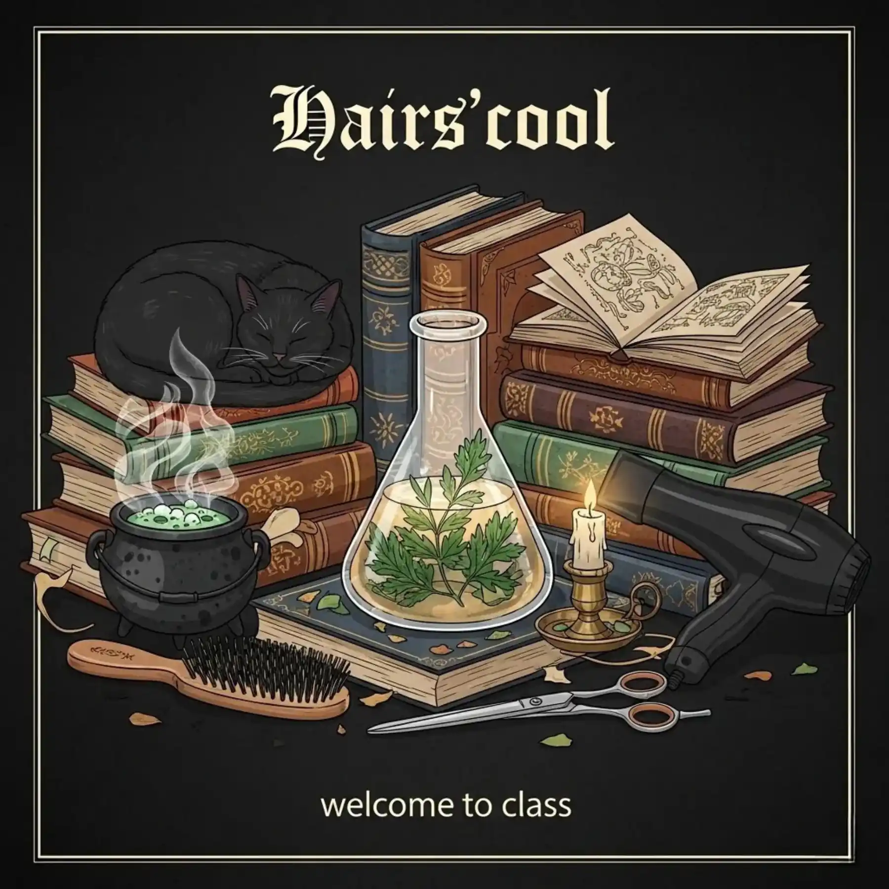 an image of books, a beaker, and some magic study materails for healthy hair blog in ukiah a