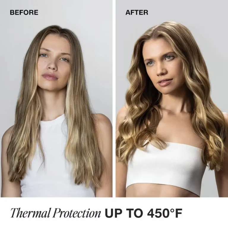 before and after of hot off the press heat protectant