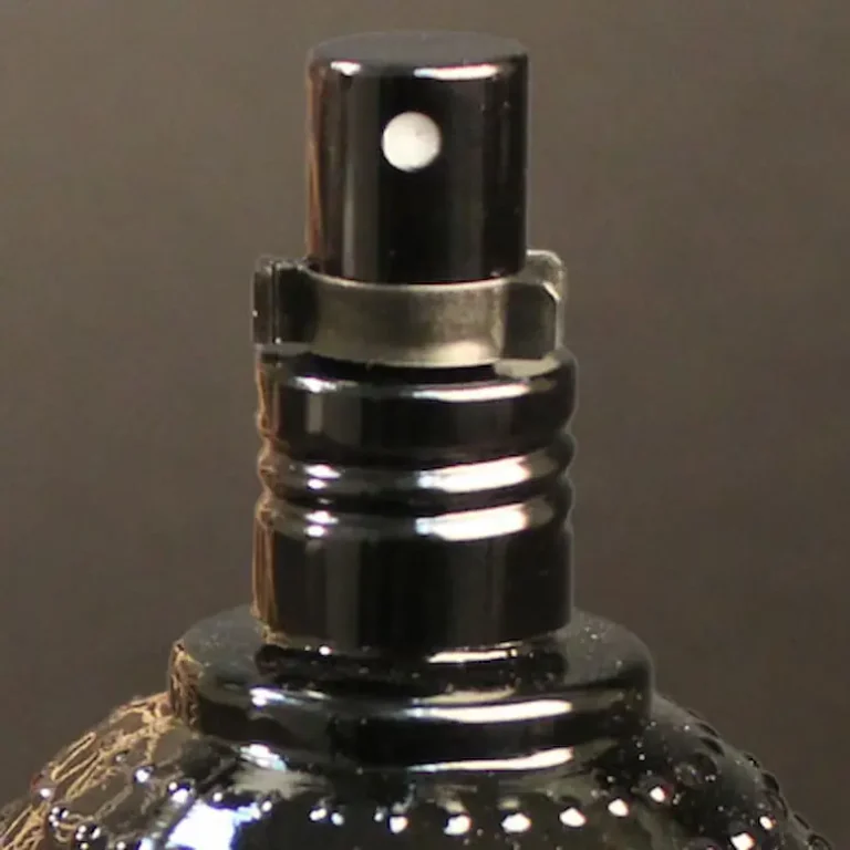 a black sprayer for a tonik bottle with a black background.